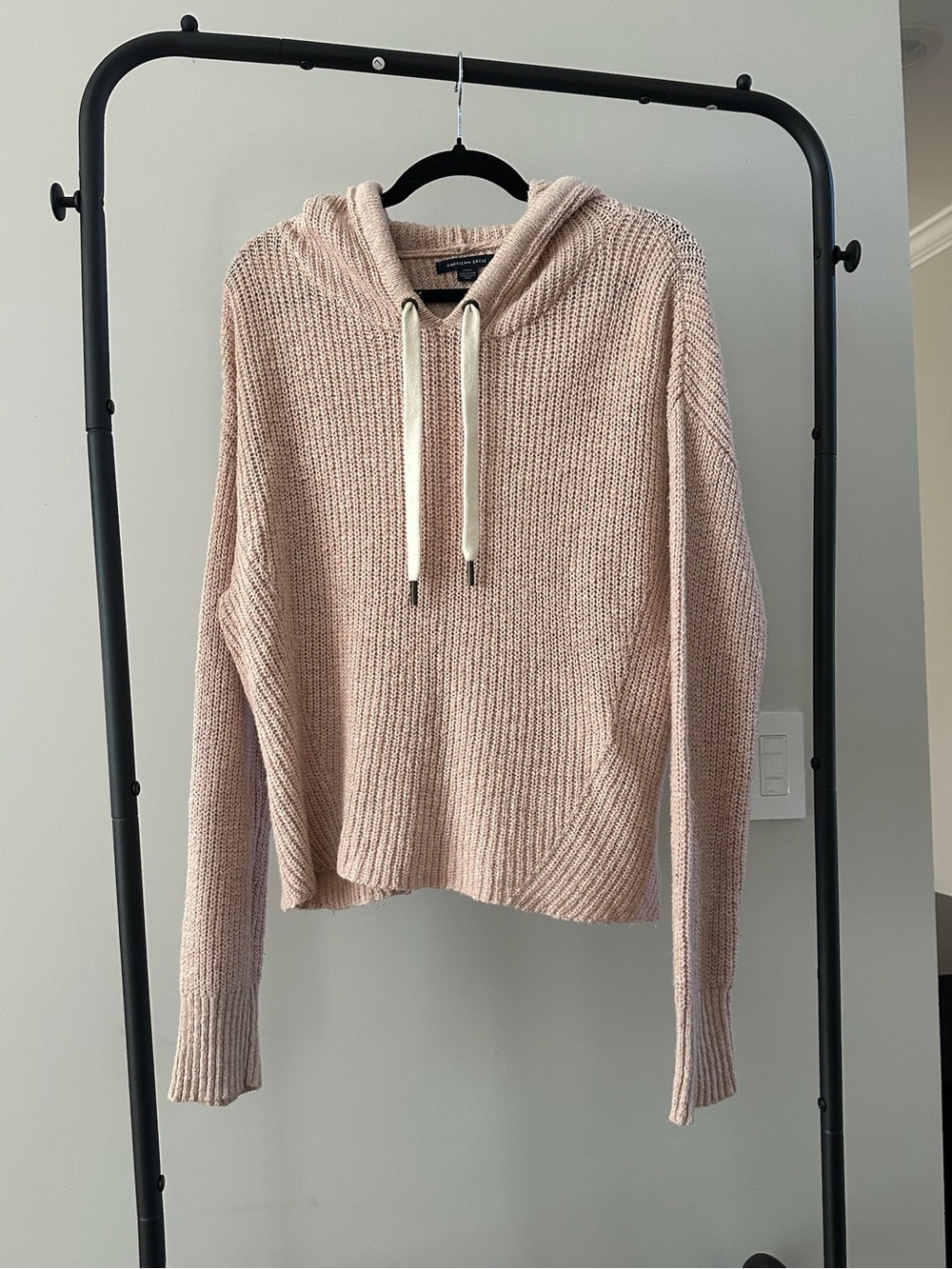 American Eagle Outfitters Blush Pink Knit Hooded Pullover